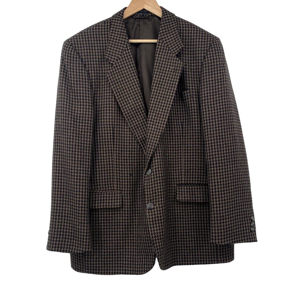 Peruvian Alpaca Herringbone Brown Tweed Sports Jacket Blazer Jeffrey Banks 44R